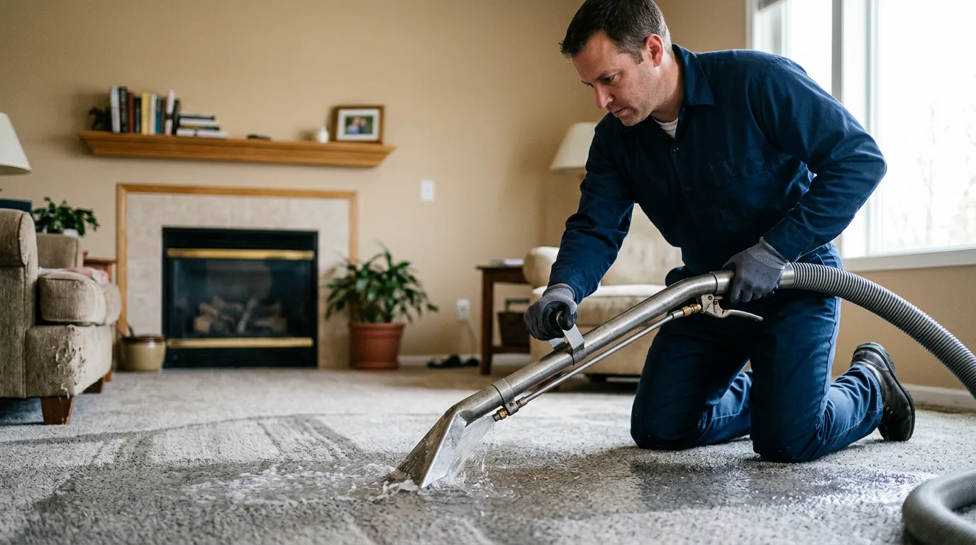 Water damage restoration technician working near Elm Mott, TX